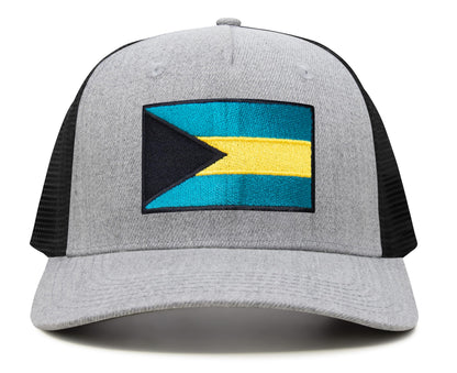 Bahamas Flag Hat for Men and Women – Adjustable Bahamian Snapback Baseball Cap by International Tie (Grey Black)