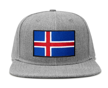 International Tie Premium Iceland - Flag Patch Hat for Men and Women - Snapback Trucker Baseball Cap (Grey Flatbill)
