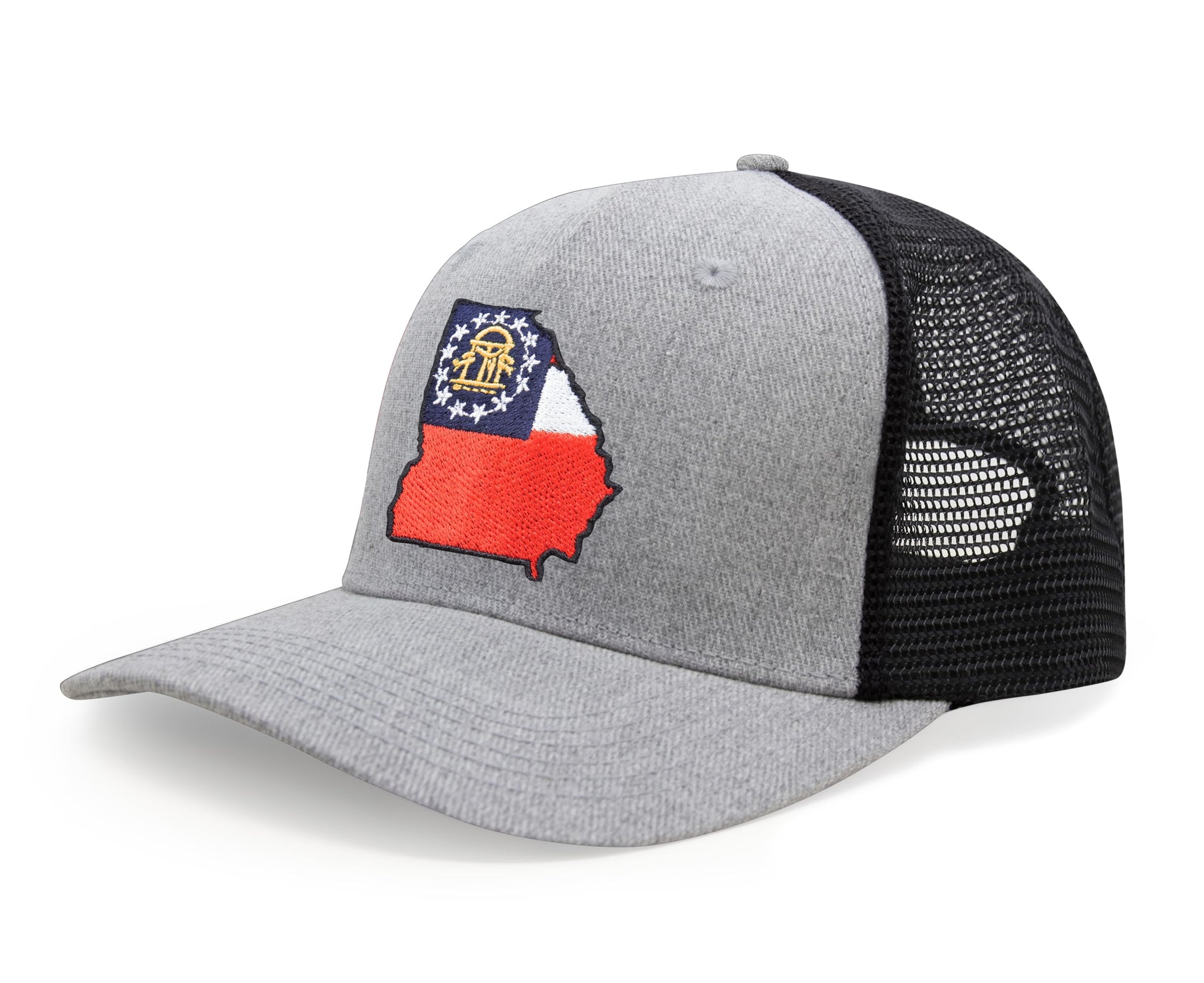 International Tie Stateline Flag Hat for Men and Women - Snapback Trucker Baseball Cap (Georgia, Grey Black) - International Tie
