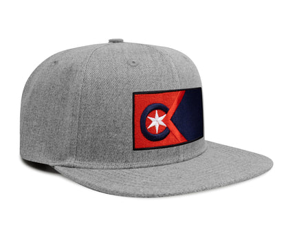 International Tie Cleveland Flag Hat for Men and Women - Adjustable Snapback Trucker Baseball Cap (Grey Flatbill)
