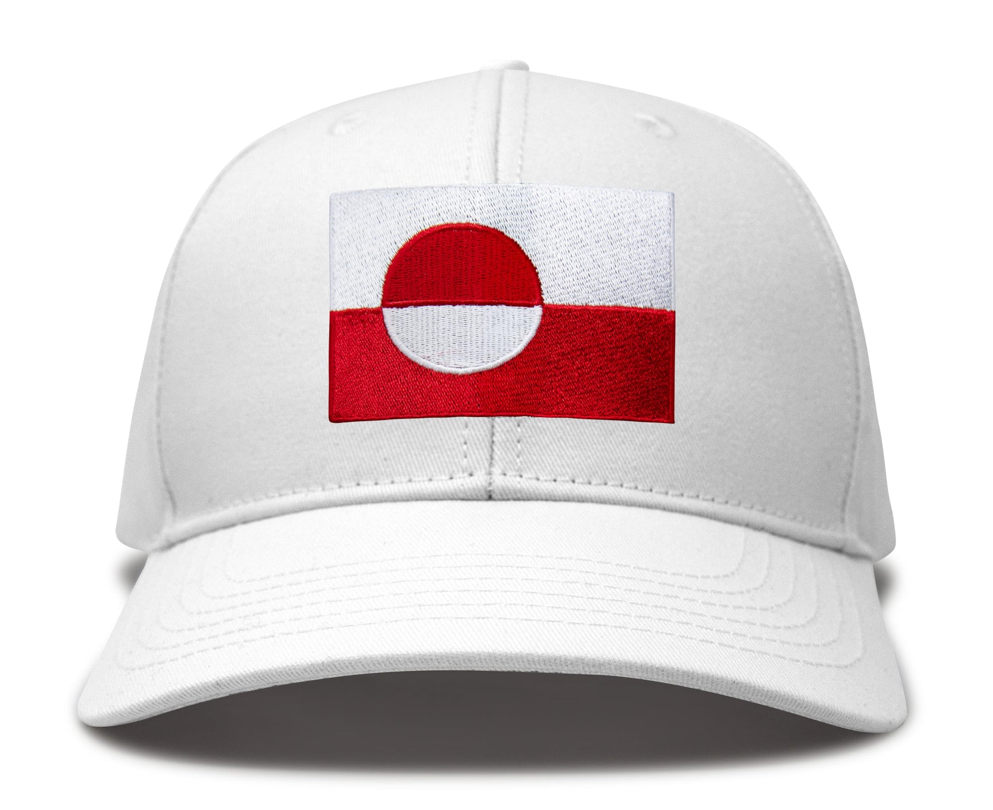 International Tie Country Hat for Men and Women, Adjustable Snapback Trucker Baseball Cap with Embroidered Patch (Greenland, All White) - International Tie