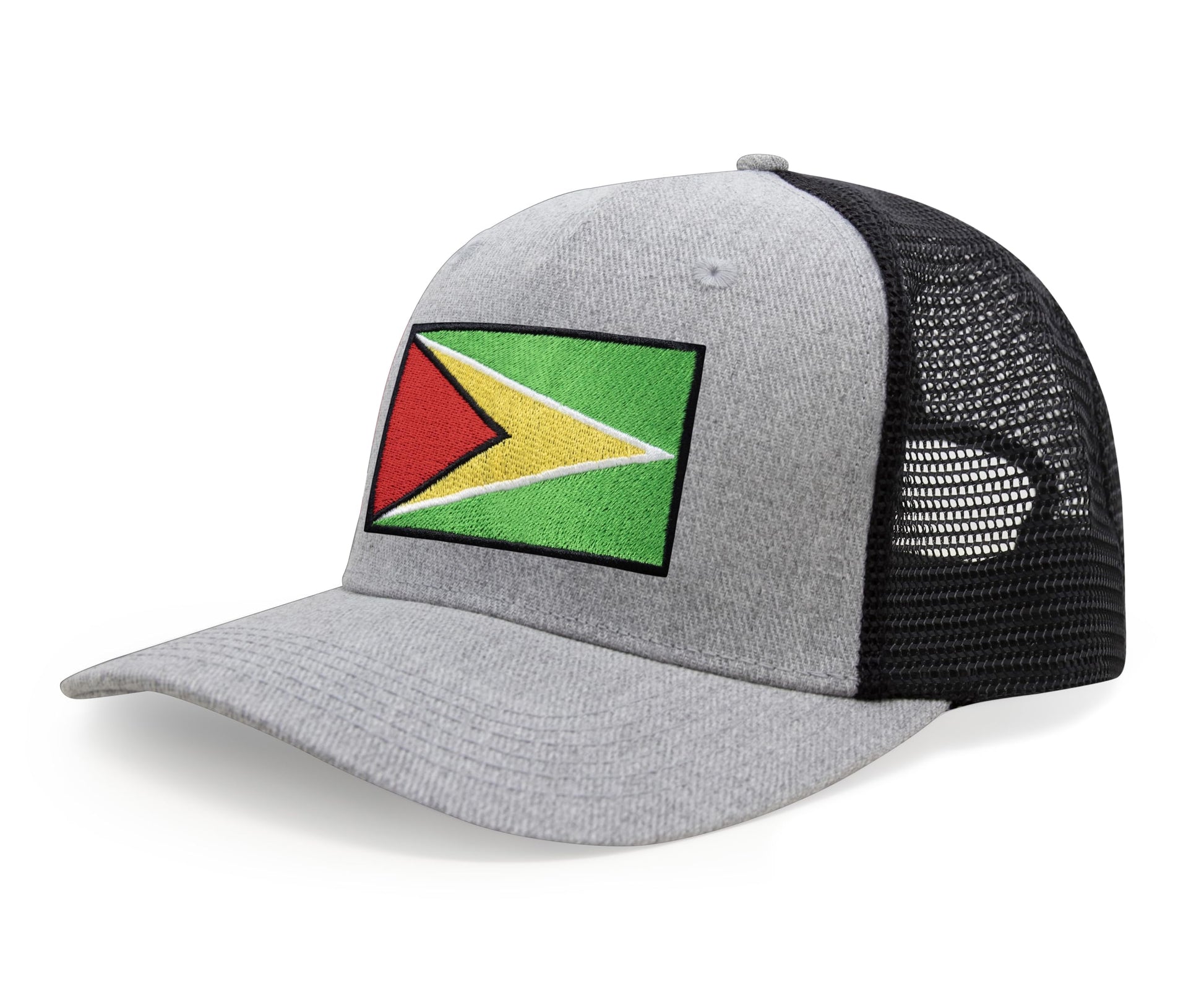International Tie Country Hat for Men and Women, Adjustable Snapback Trucker Baseball Cap with Embroidered Patch (Guyana, Grey Black) - International Tie