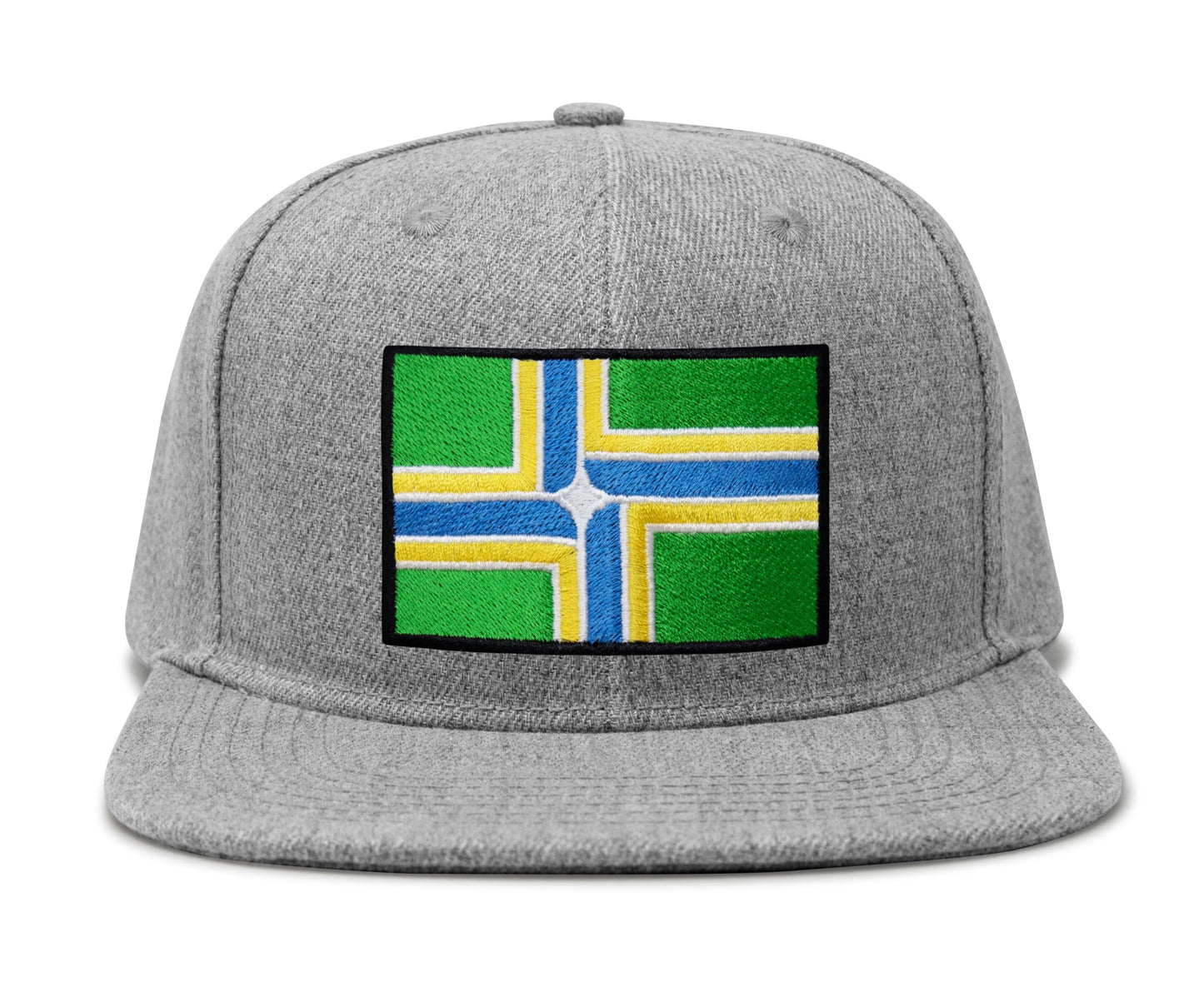 International Tie City Hat for Men and Women, Adjustable Snapback Trucker Baseball Cap with Embroidered Patch (Portland, Grey Flatbill)