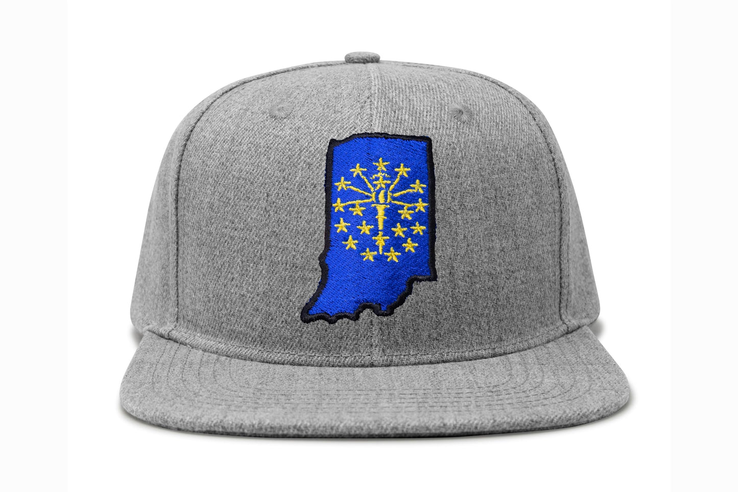 International Tie Stateline Flag Hat for Men and Women - Snapback Trucker Baseball Cap (Indiana, Grey Flatbill) - International Tie