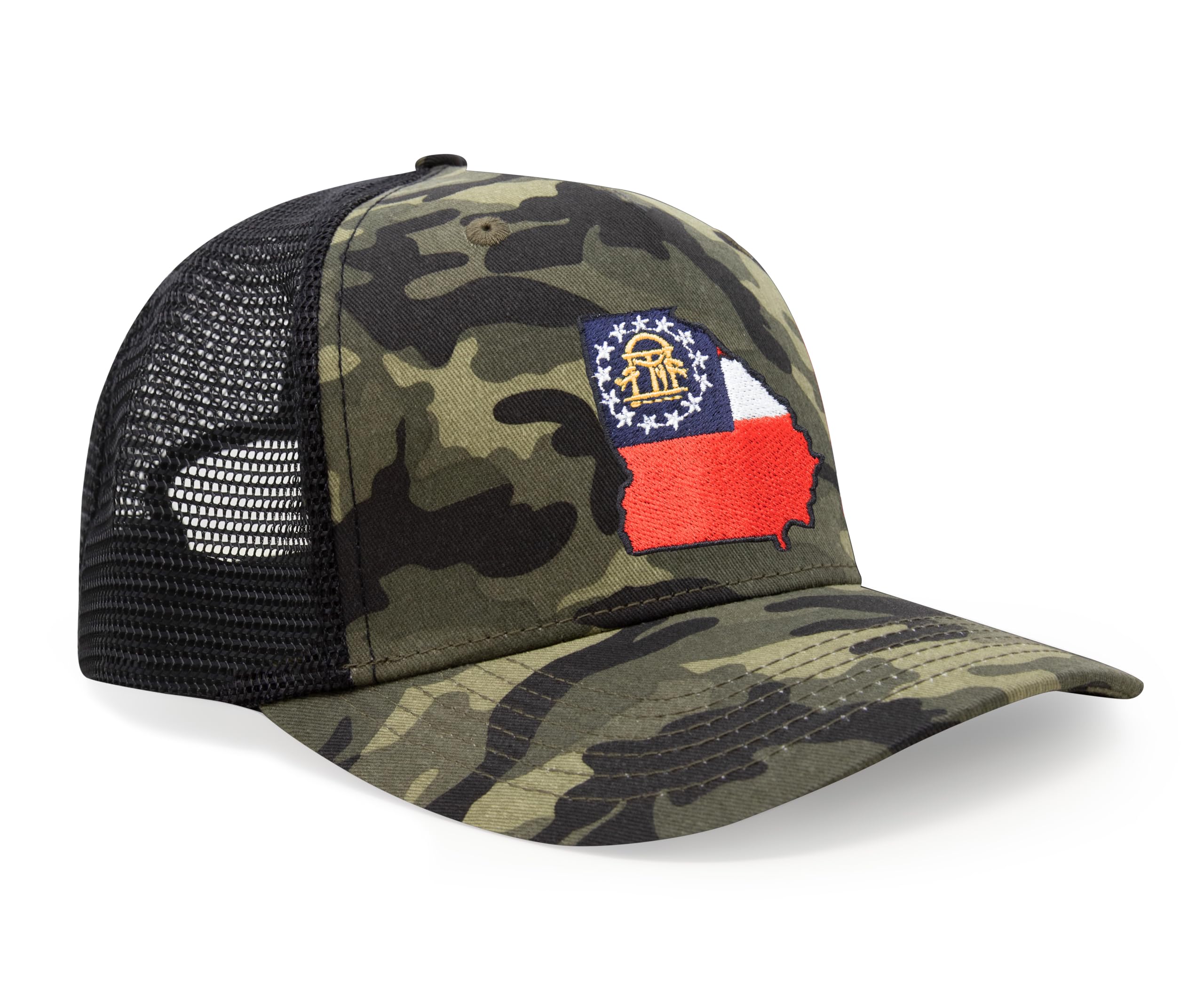 International Tie Stateline Flag Hat for Men and Women - Snapback Trucker Baseball Cap (Georgia, Camouflage)