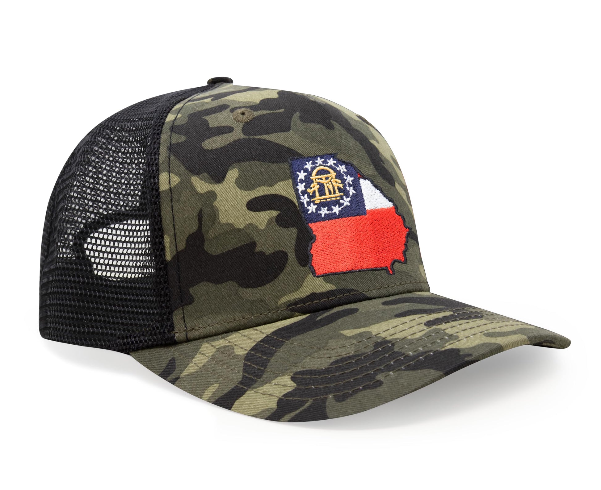 International Tie Stateline Flag Hat for Men and Women - Snapback Trucker Baseball Cap (Georgia, Camouflage) - International Tie