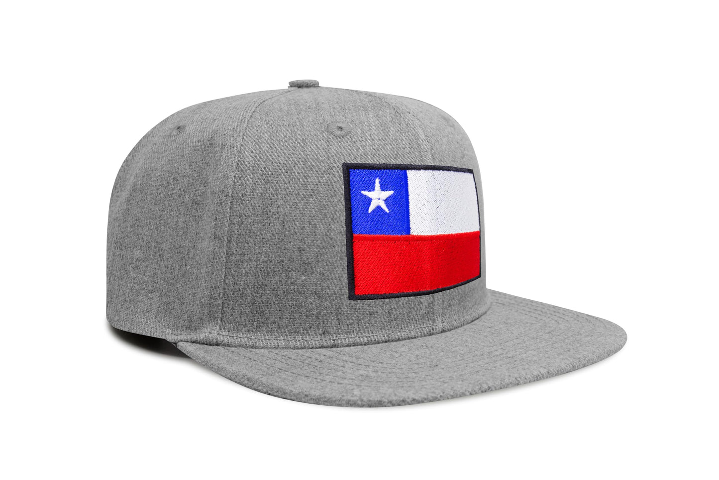 International Tie Country Hat for Men and Women, Adjustable Snapback Trucker Baseball Cap with Embroidered Patch (Chile, Grey Flatbill)