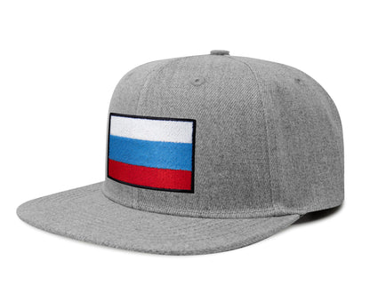 International Tie Russian Flag Hat for Men and Women - Adjustable Snapback Trucker Baseball Cap (Grey Flatbill)
