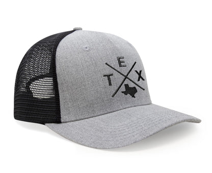 International Tie Texas TEX Hat for Men and Women – Lone Star Snapback Trucker Baseball Cap (Grey/Black)