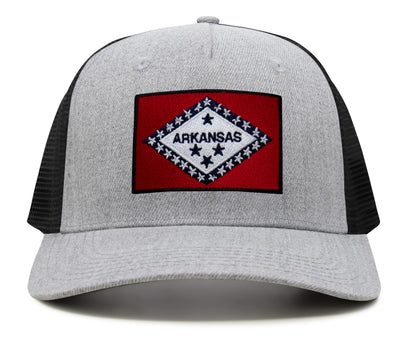 Arkansas Flag Hat for Men and Women – Snapback Trucker Baseball Cap by International Tie (Grey Black)