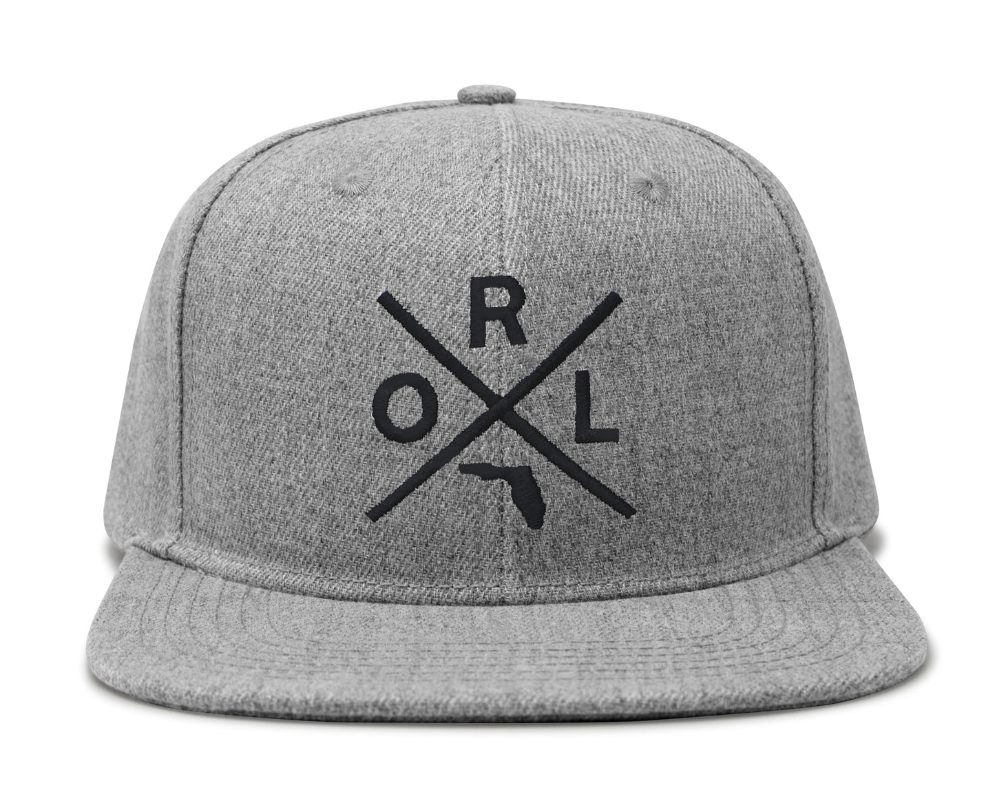 International Tie Hat for Men and Women, Snapback Trucker Baseball Cap, Embroidered Cross Logo (ORL - Orlando, Grey Flatbill)