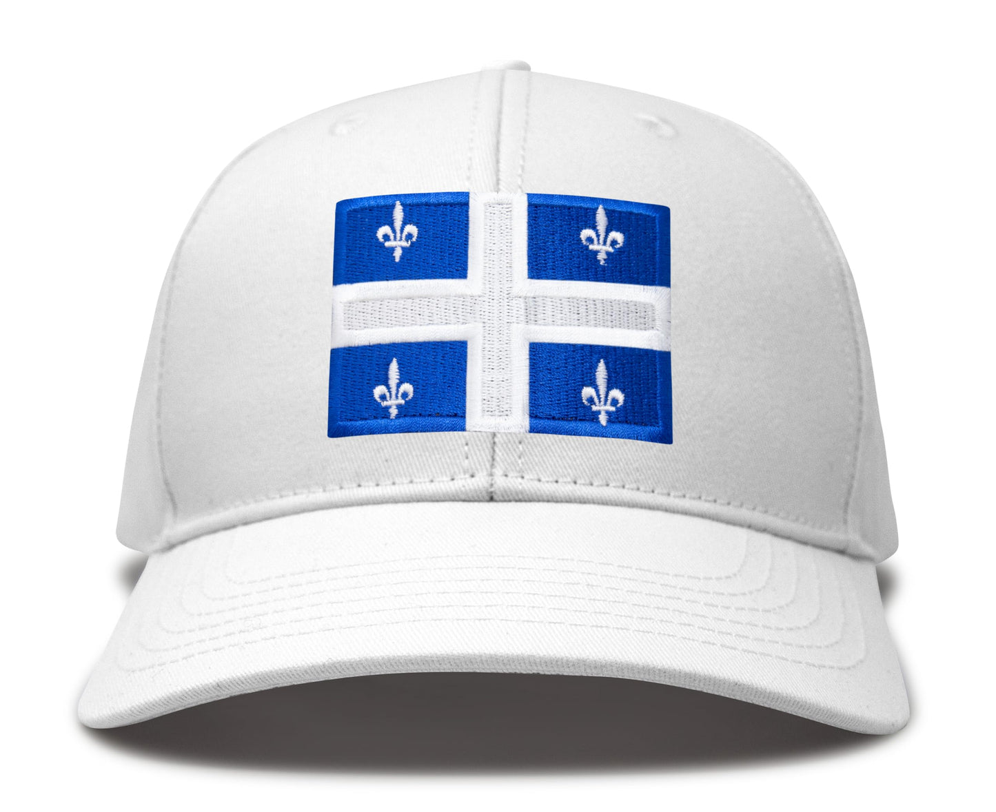 International Tie State Hat for Men and Women, Adjustable Snapback Trucker Baseball Cap with Embroidered Patch (Quebec, All White)