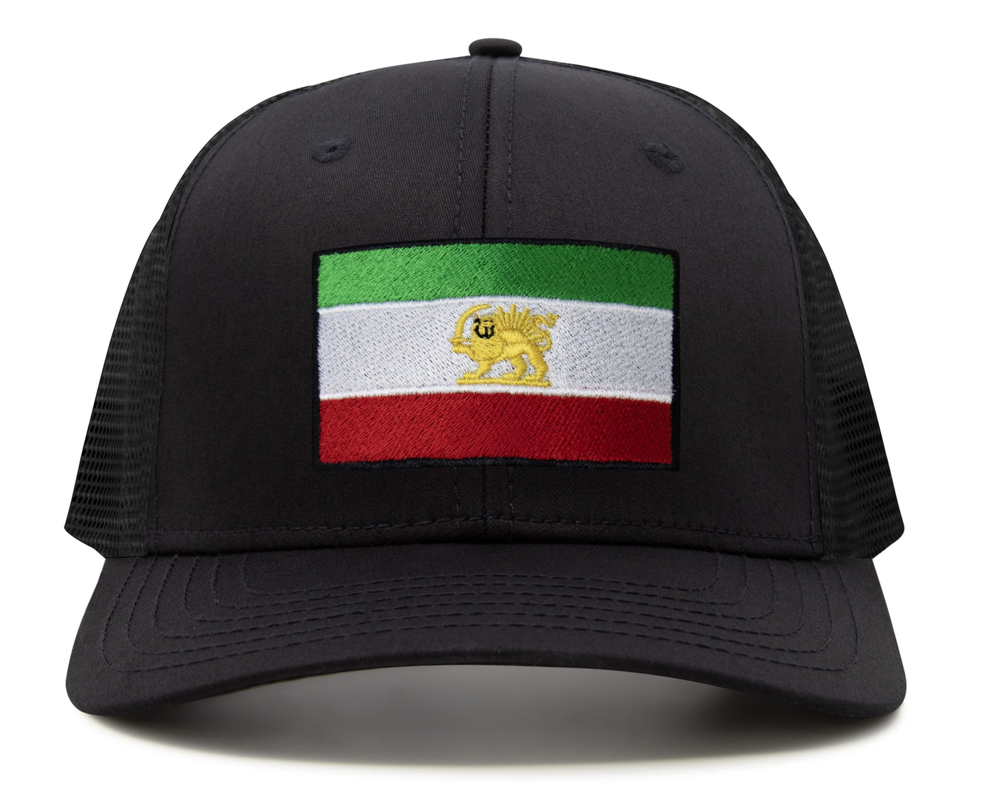 International Tie Country Flag Hat for Men and Women - Snapback Trucker Baseball Cap (Iran, All Black)