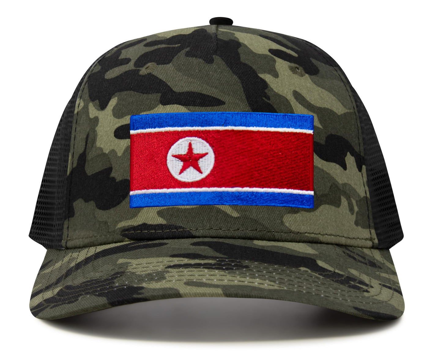 International Tie North Korea Flag Hat for Men and Women - Adjustable Snapback Trucker Baseball Cap (Camouflage)
