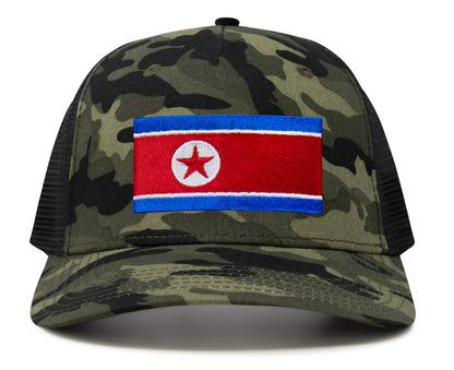 International Tie North Korea Flag Hat for Men and Women - Adjustable Snapback Trucker Baseball Cap (Camouflage)