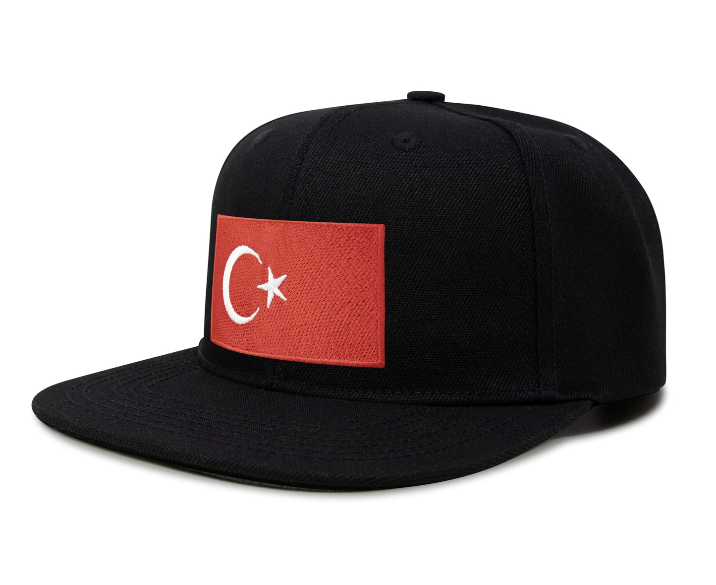 International Tie Country Hat for Men and Women, Adjustable Snapback Trucker Baseball Cap with Embroidered Patch (Turkey, Black Flatbill) - International Tie