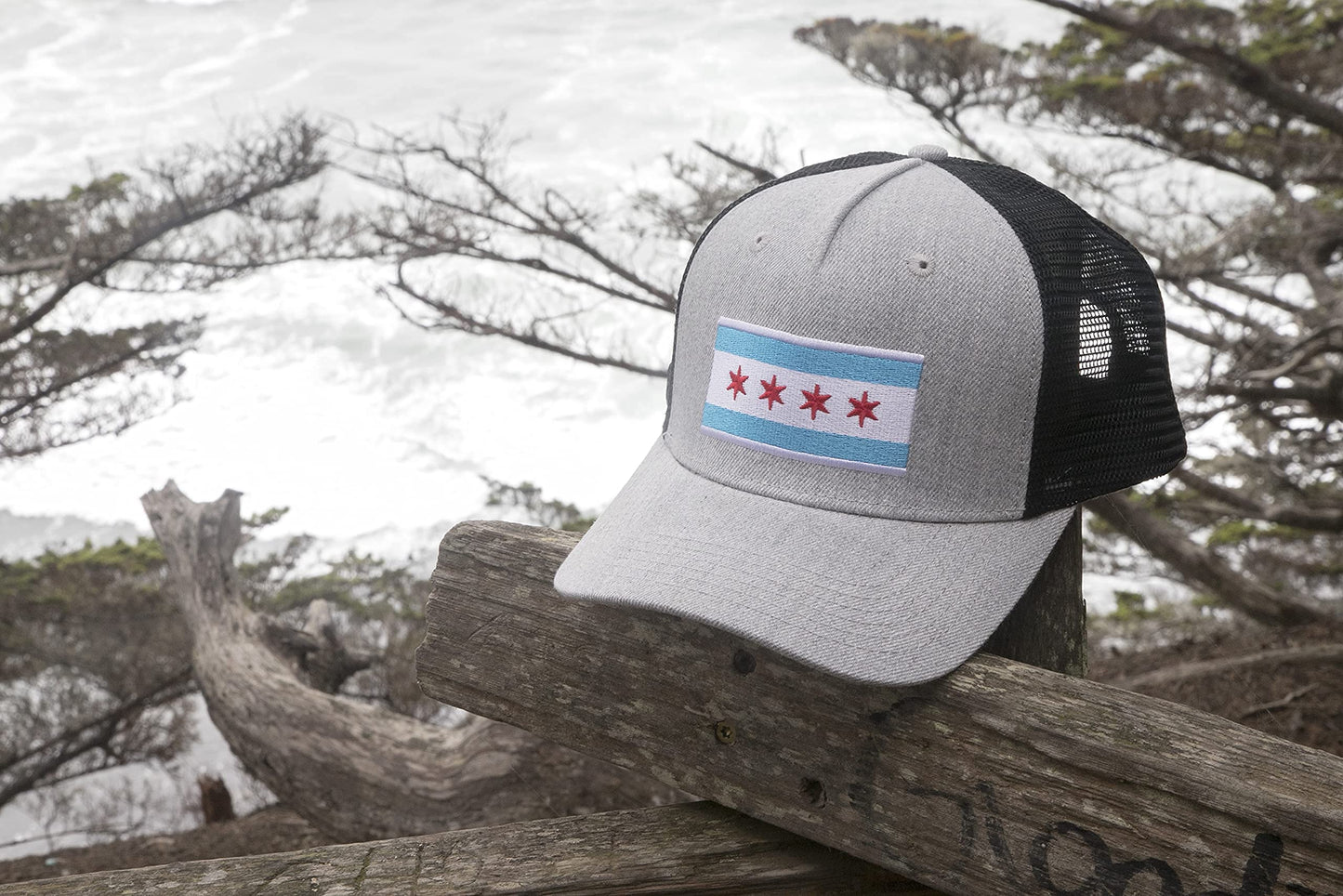 International Tie Indianapolis Flag Hat for Men and Women – Snapback Trucker Baseball Cap (Grey Black)