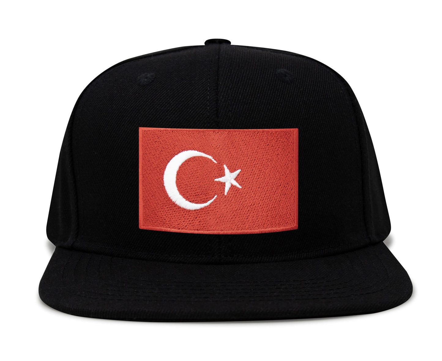 International Tie Country Hat for Men and Women, Adjustable Snapback Trucker Baseball Cap with Embroidered Patch (Turkey, Black Flatbill) - International Tie