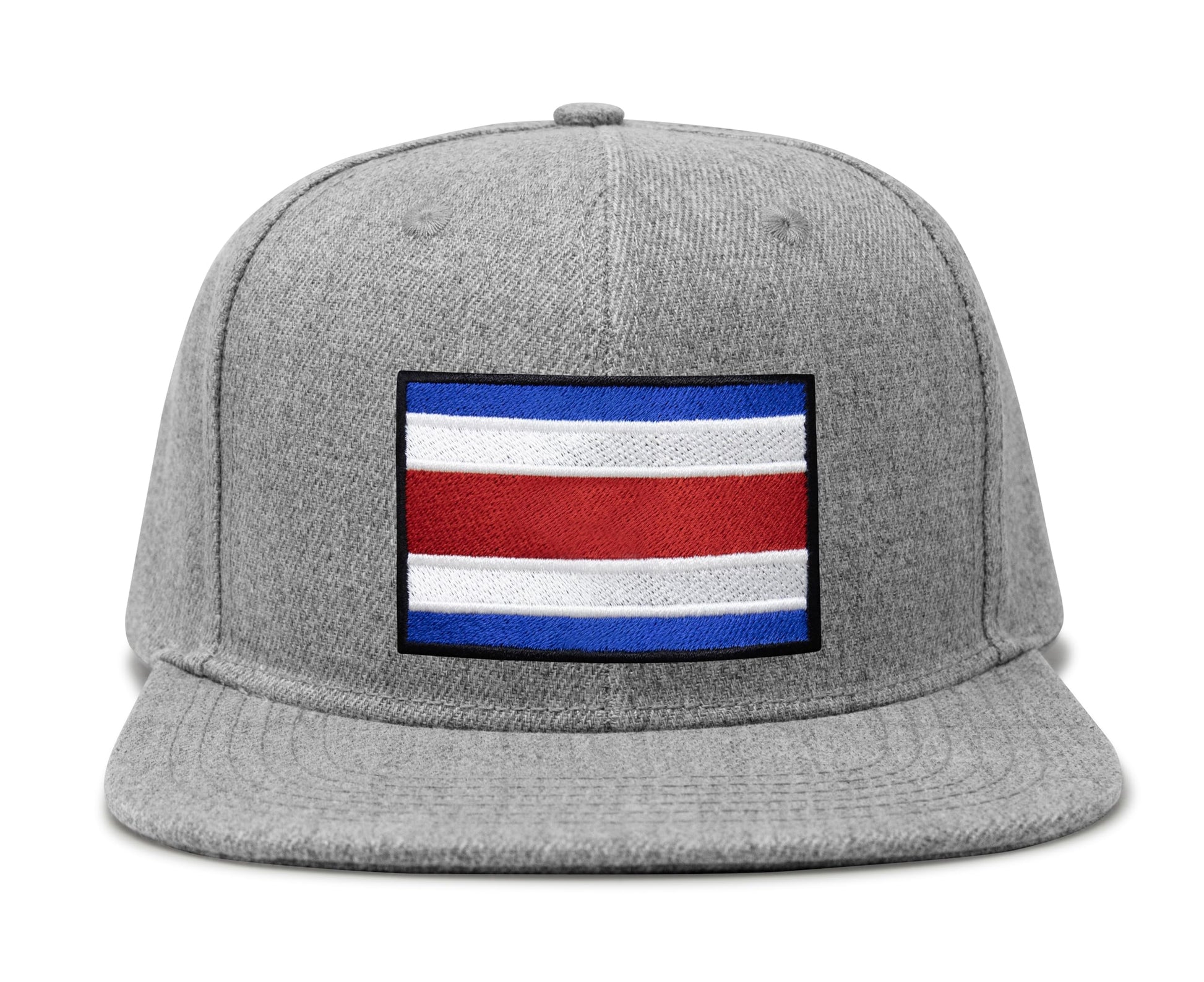 International Tie Country Hat for Men and Women, Adjustable Snapback Trucker Baseball Cap with Embroidered Patch (Costa rica, Grey Flatbill) - International Tie