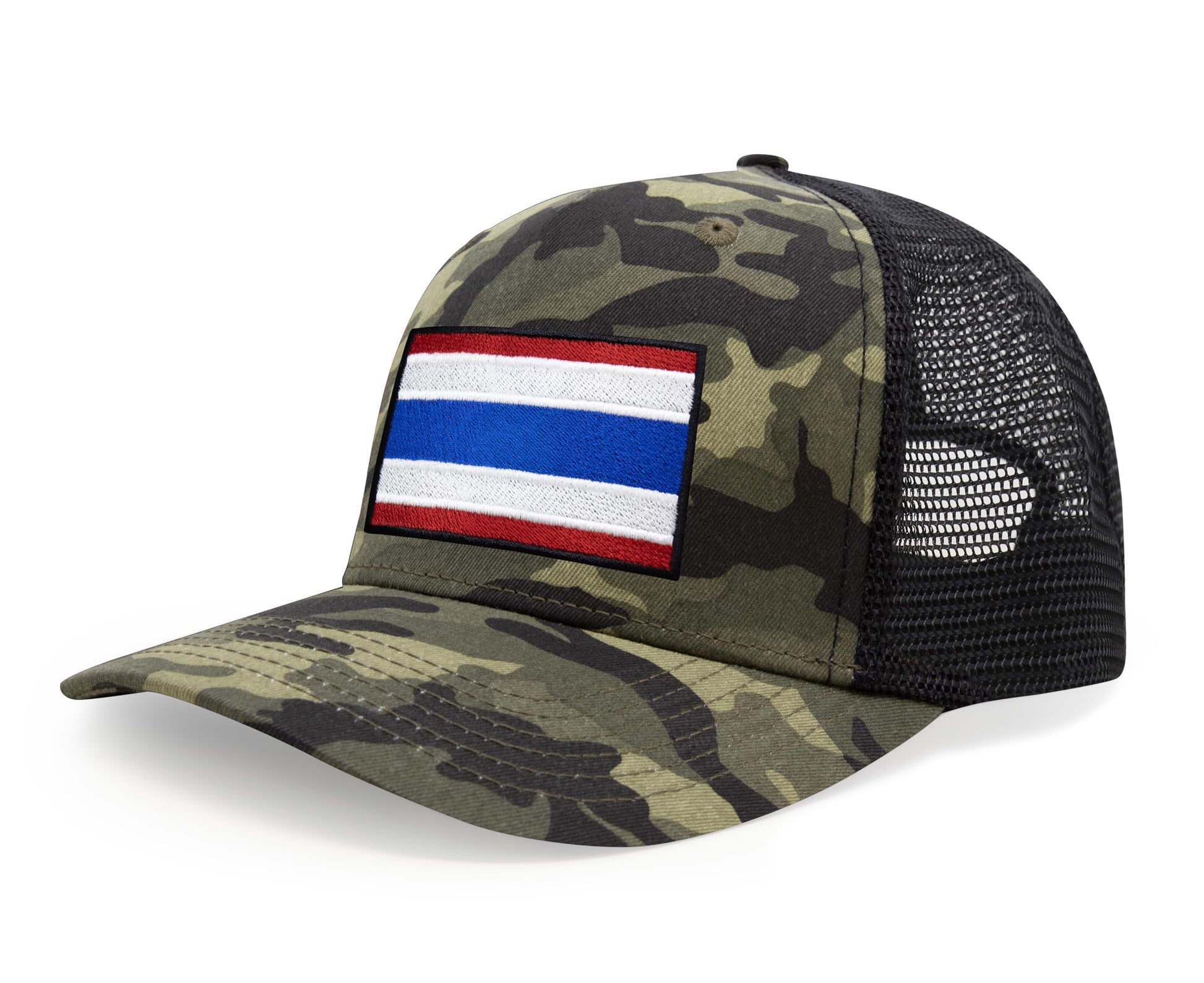 International Tie Country Hat for Men and Women, Adjustable Snapback Trucker Baseball Cap with Embroidered Patch (Thailand, Camouflage) - International Tie