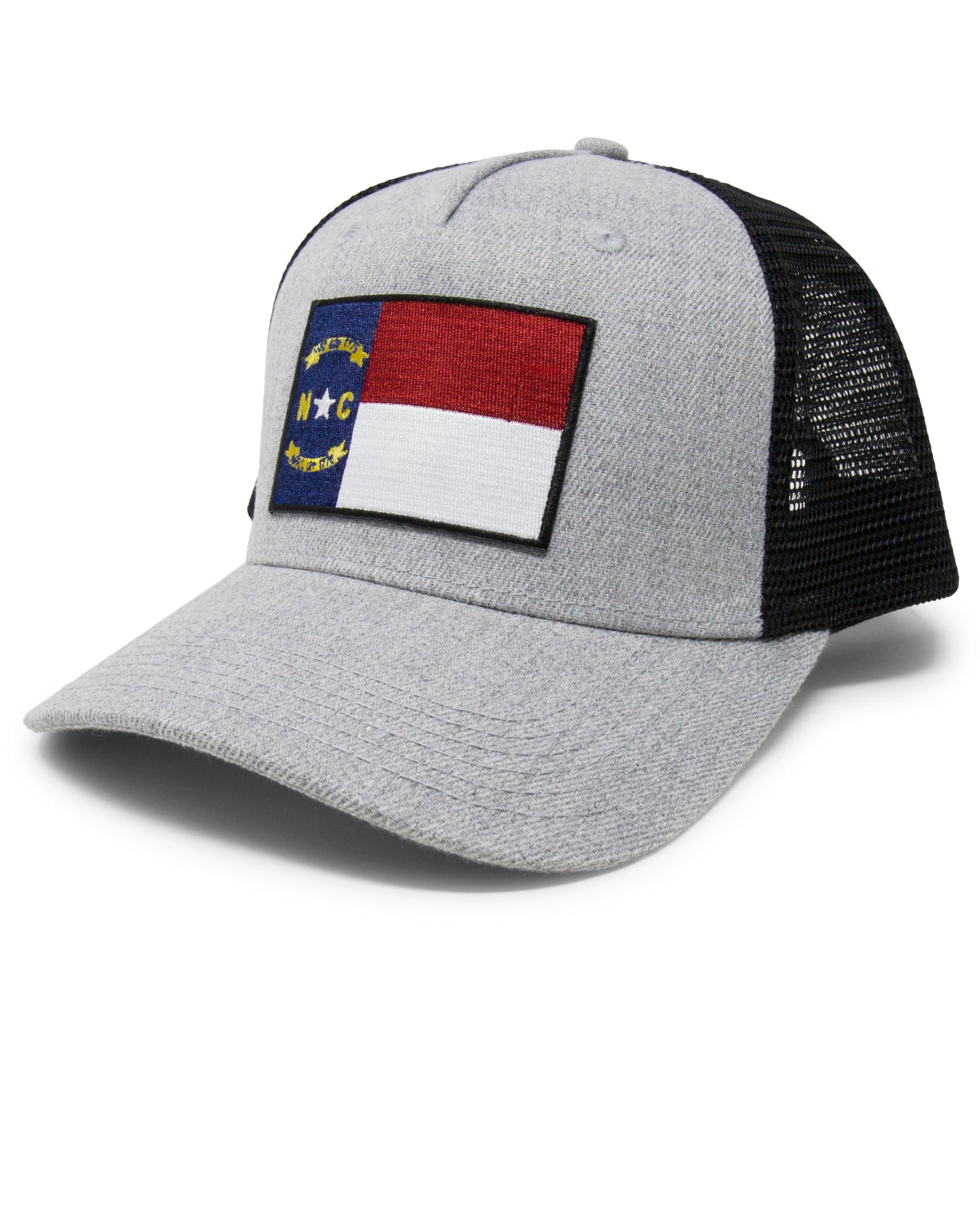 International Tie Premium Flag Themed North Carolina Hat for Men and Women – Adjustable One Size Snapback Cap - Embroidered Patch - Mesh Back (Grey/Black)