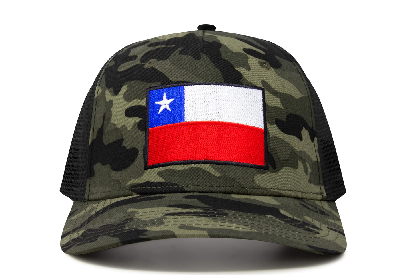 International Tie Country Hat for Men and Women, Adjustable Snapback Trucker Baseball Cap with Embroidered Patch (Chile, Camouflage)