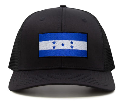 International Tie Honduras Flag Hat for Men and Women - Adjustable Snapback Trucker Baseball Cap (All Black)