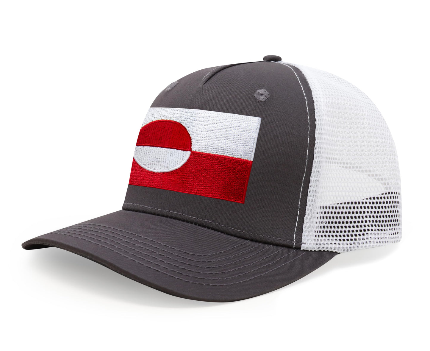 International Tie Country Hat for Men and Women, Adjustable Snapback Trucker Baseball Cap with Embroidered Patch (Greenland, Grey White) - International Tie