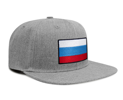 International Tie Russian Flag Hat for Men and Women - Adjustable Snapback Trucker Baseball Cap (Grey Flatbill)