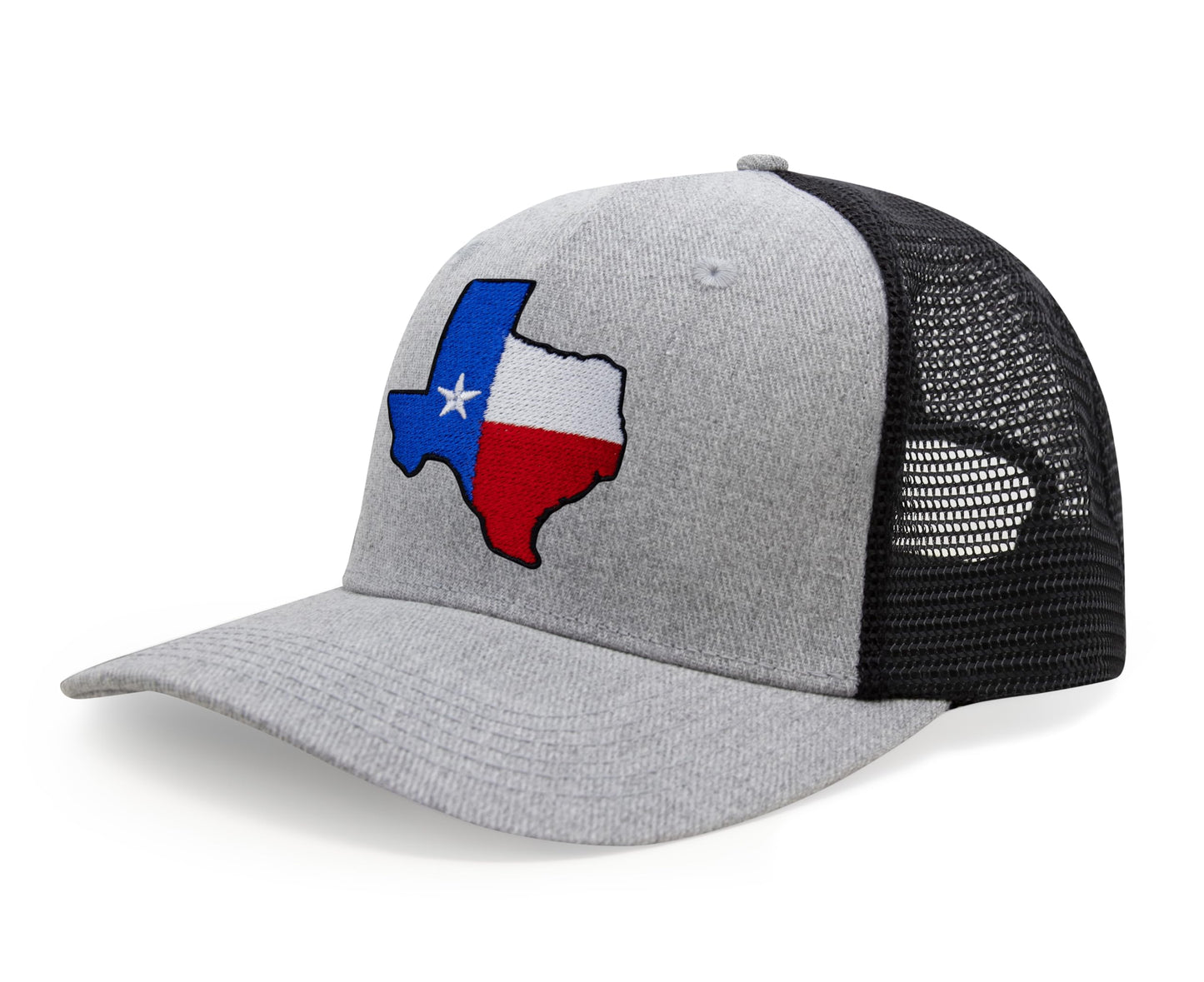 International Tie Hat for Men and Women, Adjustable Snapback Trucker Baseball Cap with Embroidered Patch (Texas, Grey Black)