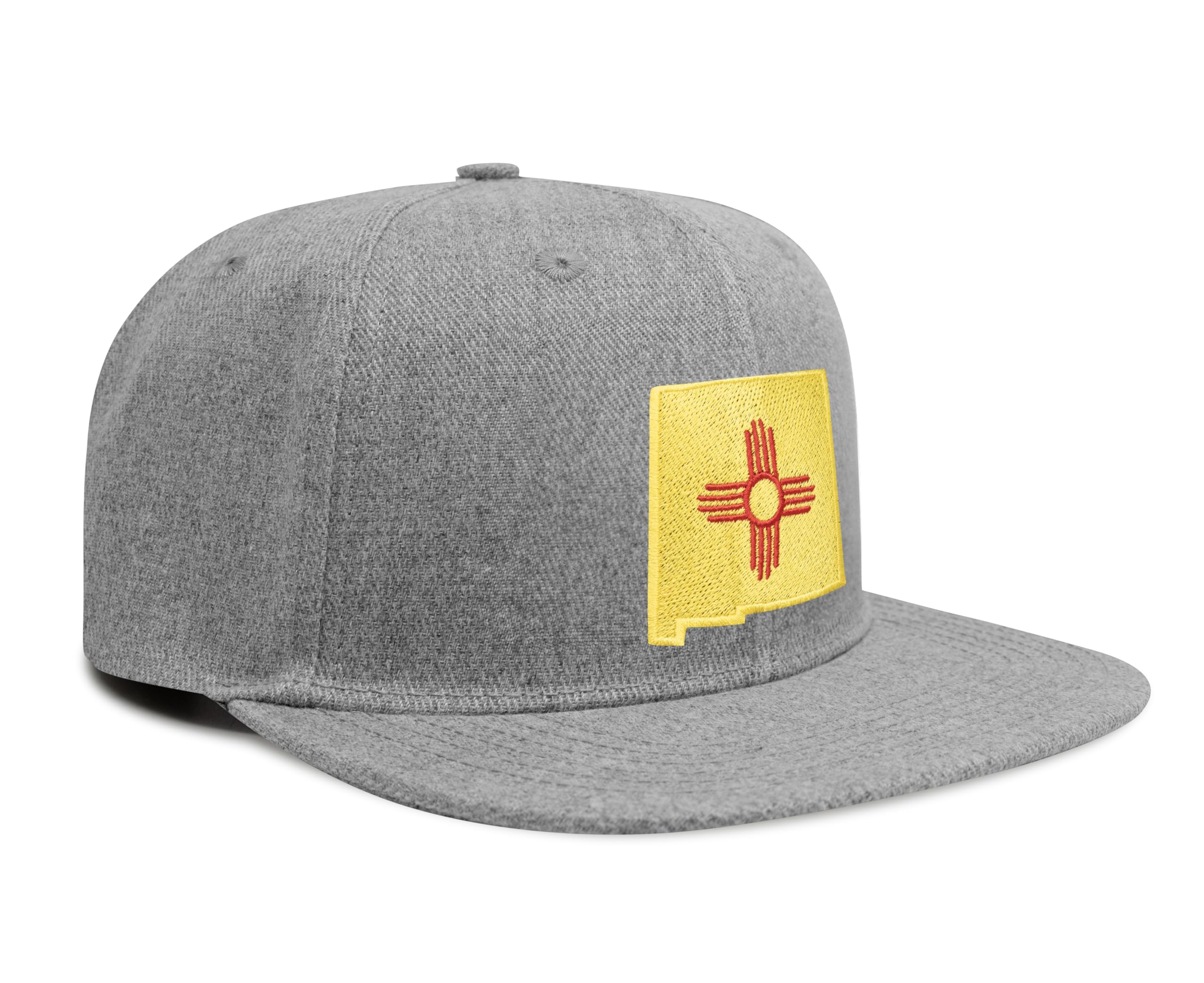 International Tie Stateline Flag Hat for Men and Women - Snapback Trucker Baseball Cap (New Mexico, Grey Flatbill)