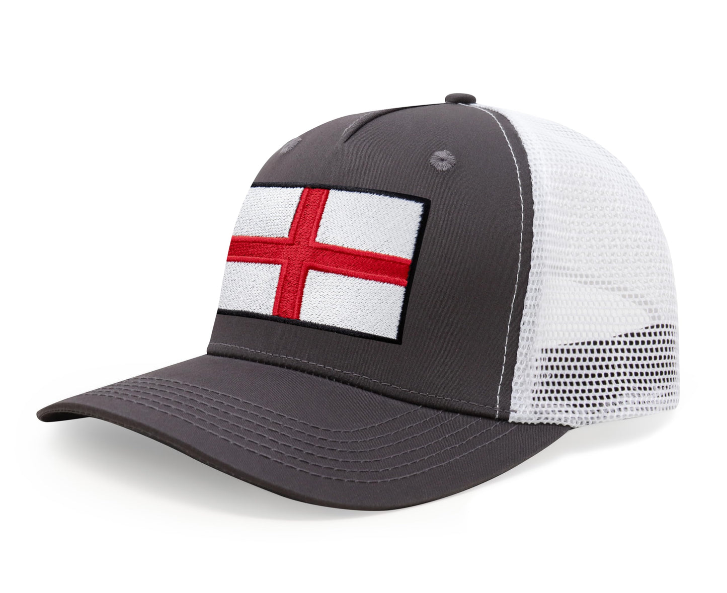 International Tie England - St. George Flag Hat for Men and Women, Adjustable Snapback Trucker Baseball Cap (Grey White)