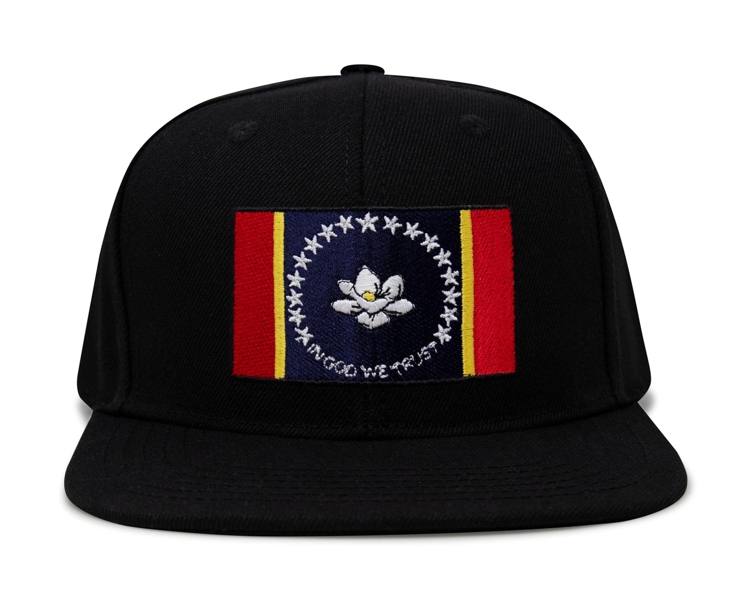 International Tie Mississippi Flag Hat for Men and Women – Snapback Trucker Baseball Cap (Black Flatbill)