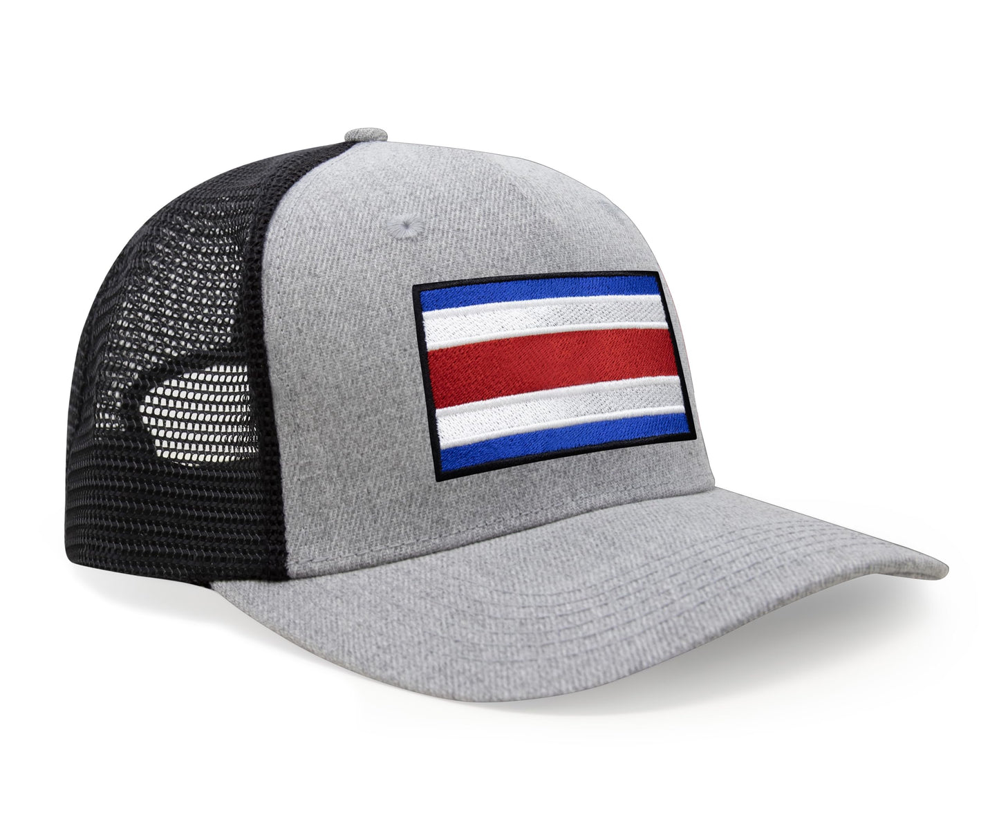 International Tie Country Hat for Men and Women, Adjustable Snapback Trucker Baseball Cap with Embroidered Patch (Costa rica, Grey Black) - International Tie
