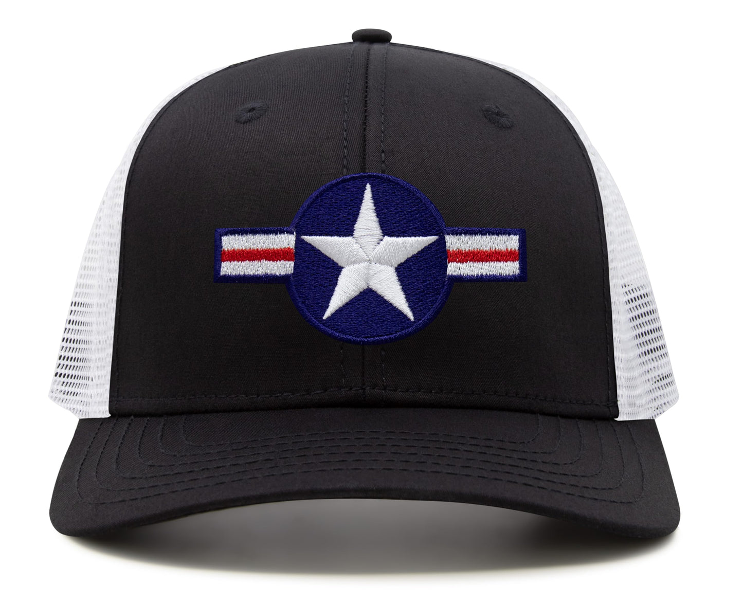 International Tie Air Force Hat for Men and Women - Snapback Trucker Baseball Cap (Black/White)