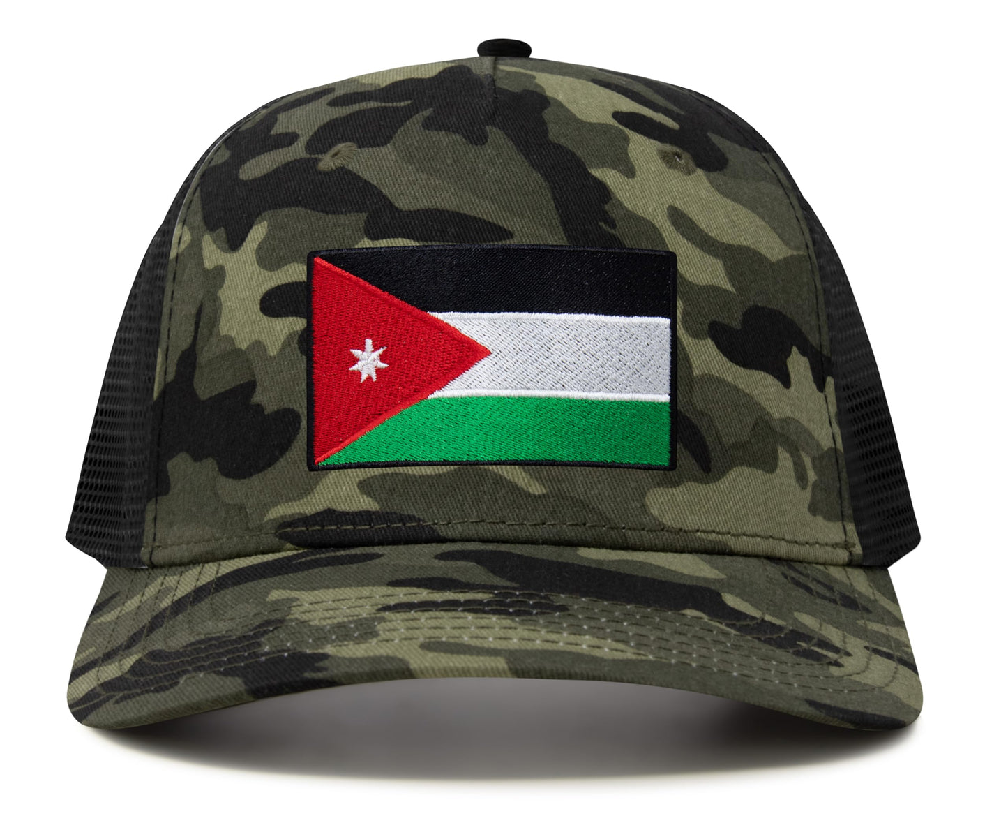 International Tie Country Hat for Men and Women, Adjustable Snapback Trucker Baseball Cap with Embroidered Patch (Jordan, Camouflage)