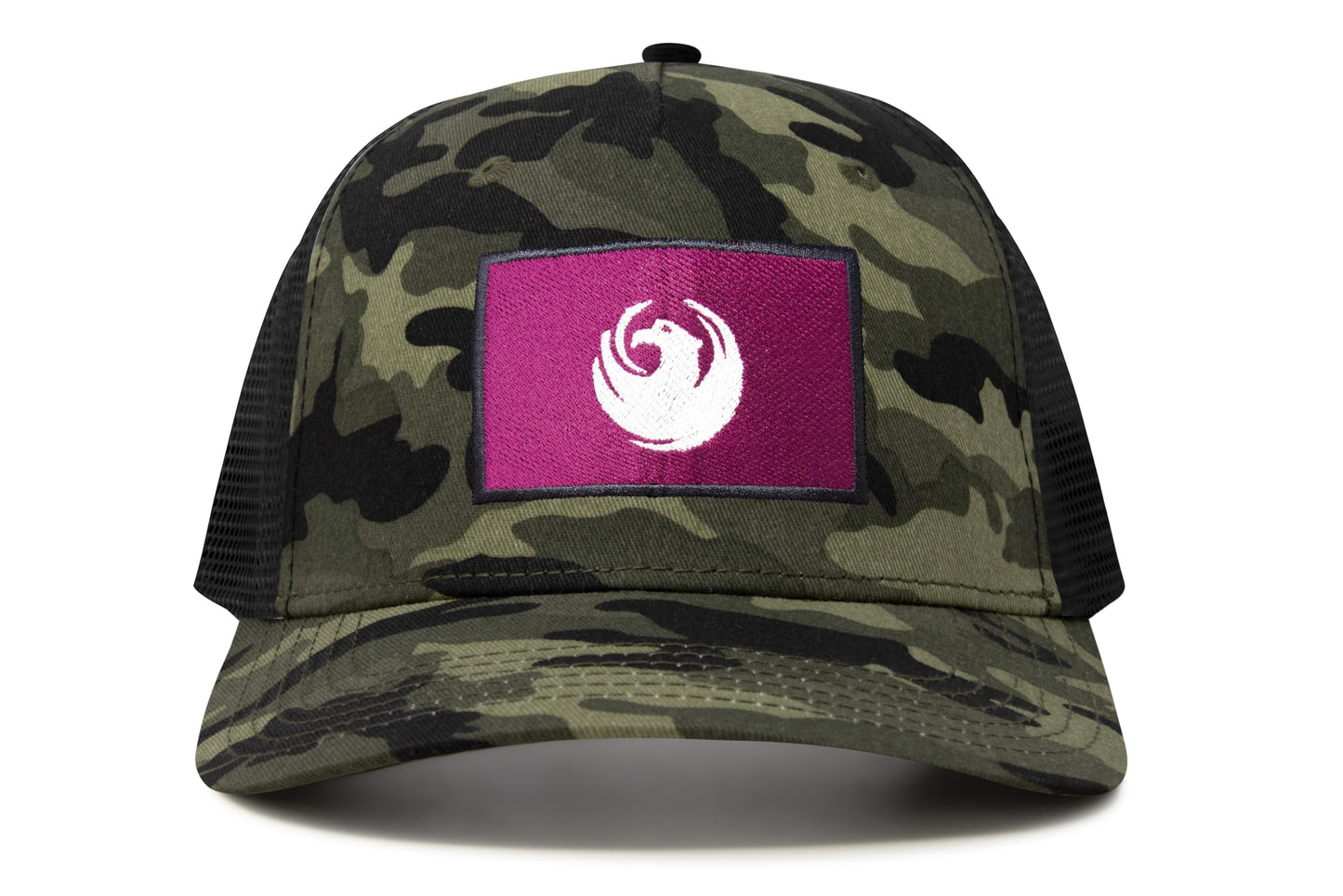International Tie City Hat for Men and Women, Adjustable Snapback Trucker Baseball Cap with Embroidered Patch (Phoenix, Camouflage)