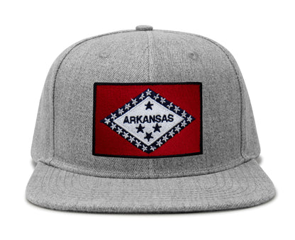 Arkansas Flag Hat for Men and Women – Snapback Trucker Baseball Cap by International Tie (Grey Flatbill)
