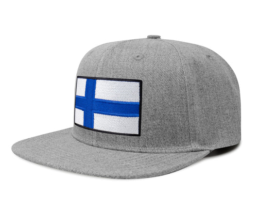 International Tie Finland Flag Hat for Men and Women - Adjustable Snapback Trucker Baseball Cap (Grey Flatbill)