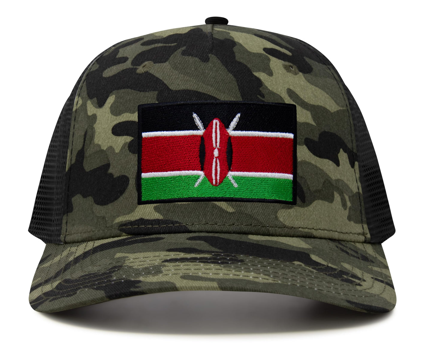 International Tie Kenya Flag Hat for Men and Women - Adjustable Snapback Trucker Baseball Cap (Camouflage)