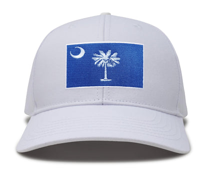International Tie Premium South Carolina Flag Hat for Men and Women - Palmetto Snapback Trucker Baseball Cap (All White)