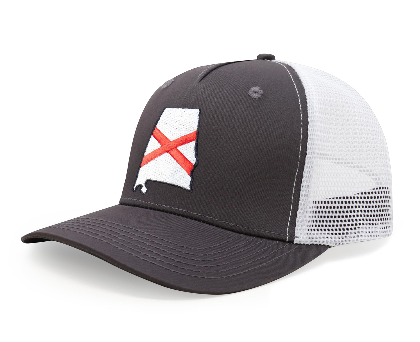 International Tie Stateline Flag Hat for Men and Women - Snapback Trucker Baseball Cap (Alabama, Grey White)