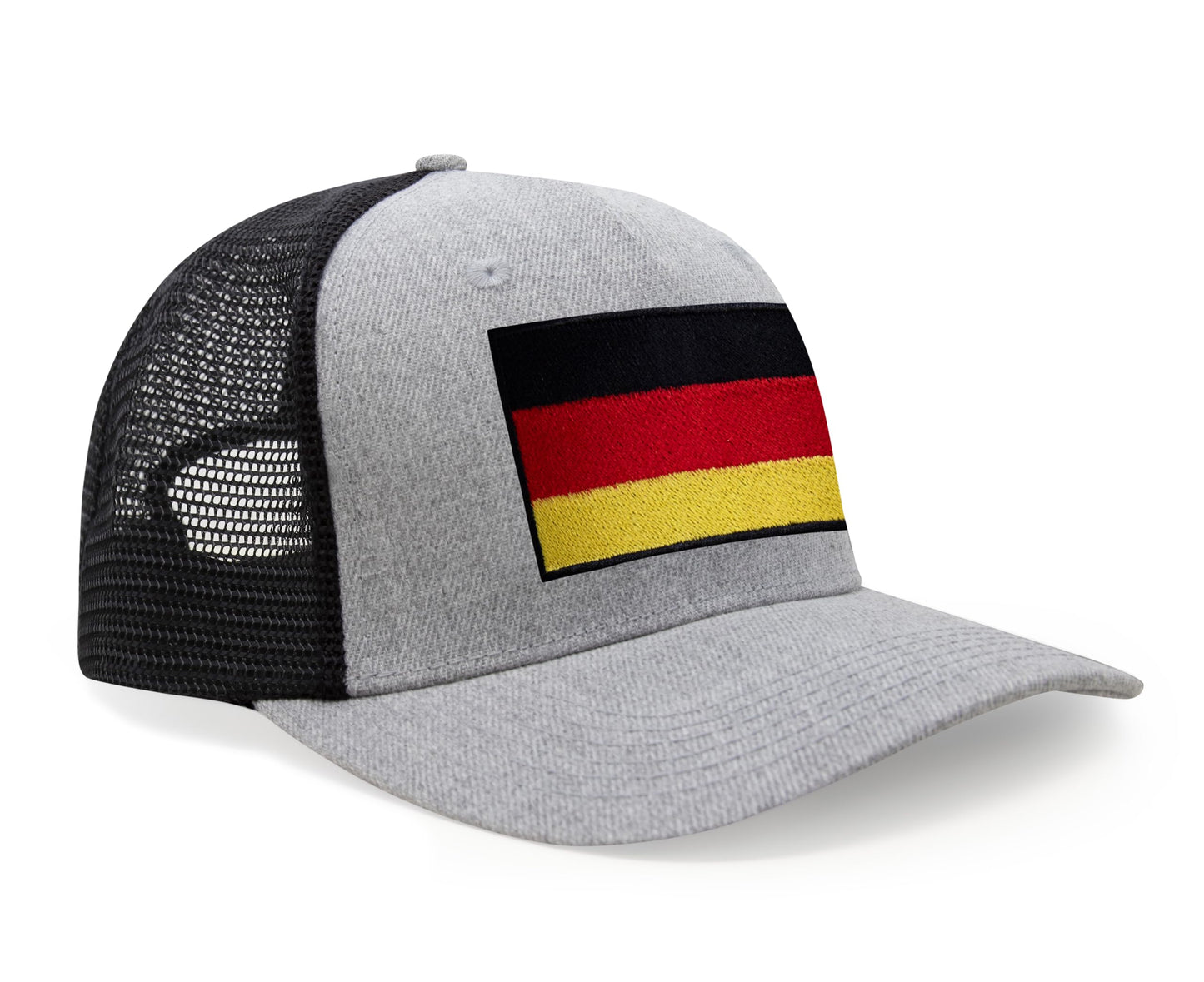 International Tie Germany Flag Hat for Men and Women - Adjustable Snapback Trucker Baseball Cap (Grey Black)
