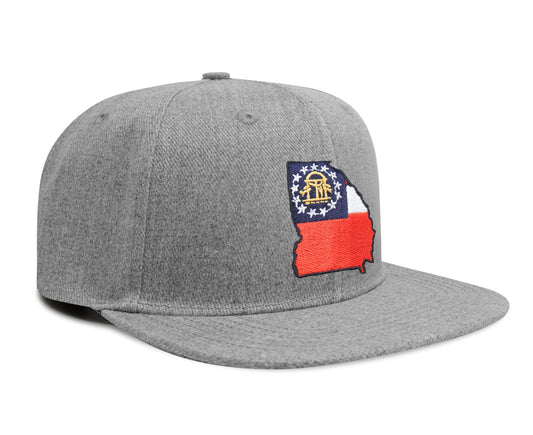 International Tie Stateline Flag Hat for Men and Women - Snapback Trucker Baseball Cap (Georgia, Grey Flatbill) - International Tie