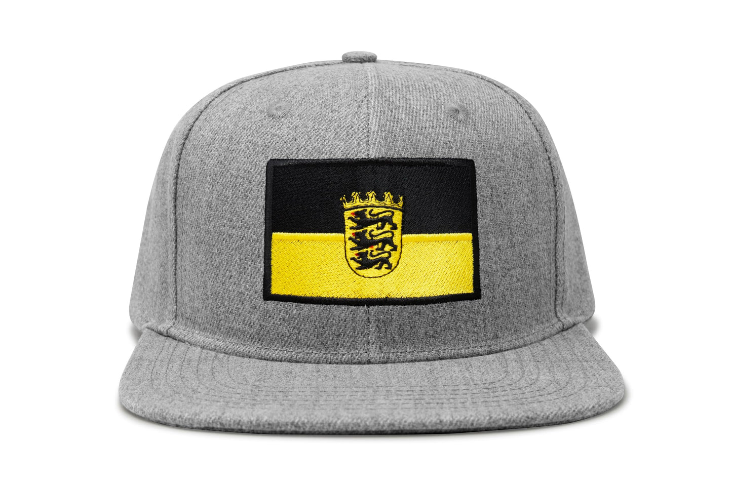 International Tie State Hat for Men and Women, Adjustable Snapback Trucker Baseball Cap with Embroidered Patch (Baden-Wurttemberg, Grey Flatbill)