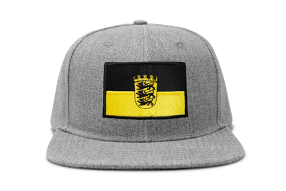 International Tie State Hat for Men and Women, Adjustable Snapback Trucker Baseball Cap with Embroidered Patch (Baden-Wurttemberg, Grey Flatbill)
