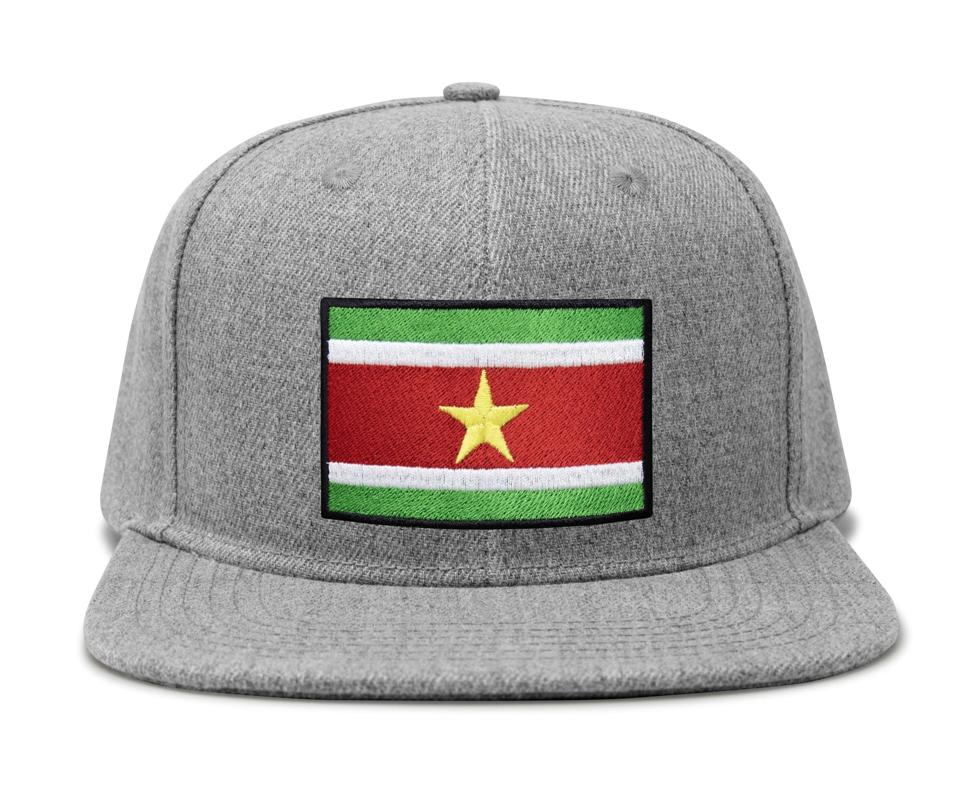 International Tie Country Hat for Men and Women, Adjustable Snapback Trucker Baseball Cap with Embroidered Patch (Suriname, Grey Flatbill) - International Tie