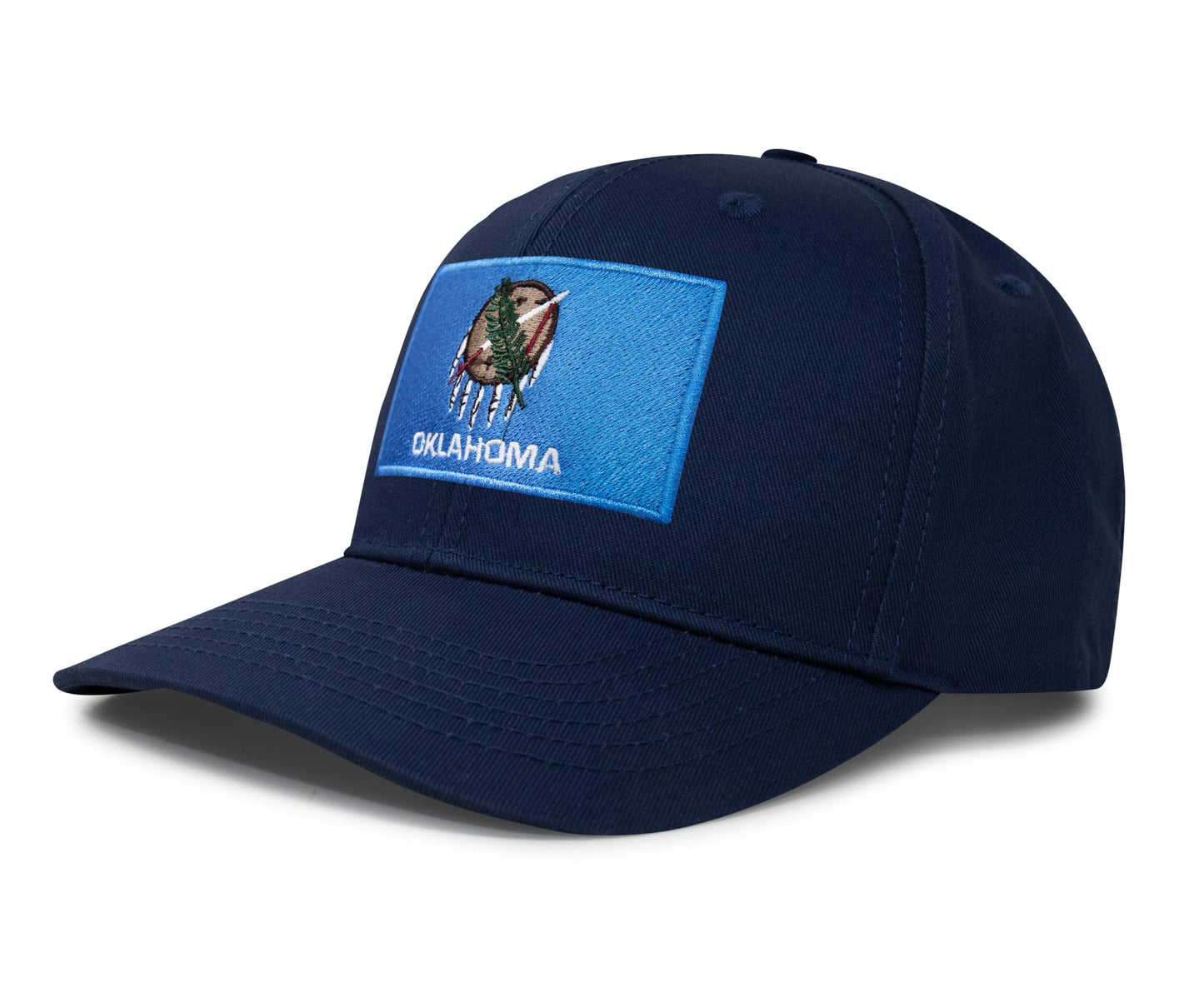 International Tie State Hat for Men and Women, Adjustable Snapback Trucker Baseball Cap with Embroidered Patch (Oklahoma, All Navy) - International Tie