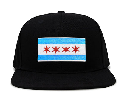 Chicago Flag Hat for Men and Women – Snapback Trucker Baseball Cap by International Tie (Black Flatbill)