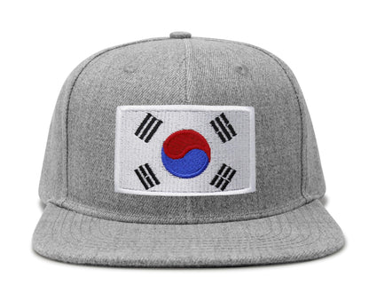 International Tie South Korea Hat for Men and Women - Snapback Trucker Baseball Cap (Grey Flatbill)